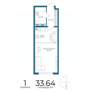 1-к квартира, вторичка, 34м2, 8/17 этаж