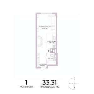 1-к квартира, строящийся дом, 33м2, 17/17 этаж