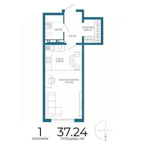 1-к квартира, строящийся дом, 37м2, 10/17 этаж