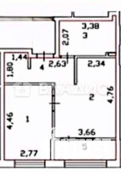 2-к квартира, вторичка, 46м2, 1/16 этаж