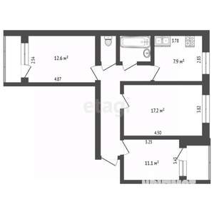 3-к квартира, вторичка, 61м2, 8/10 этаж