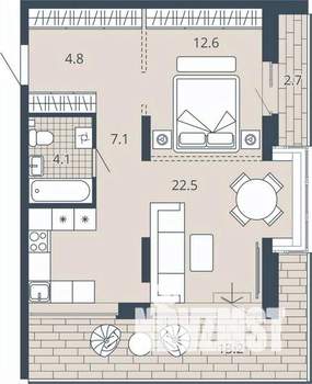 1-к квартира, вторичка, 60м2, 12/23 этаж