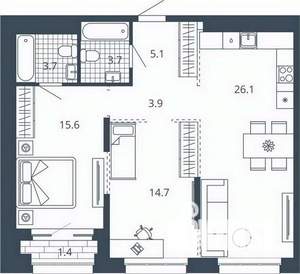 2-к квартира, вторичка, 74м2, 5/24 этаж