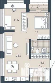 2-к квартира, вторичка, 63м2, 23/23 этаж