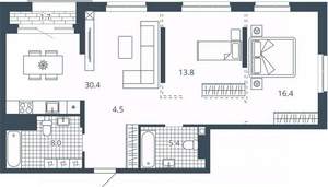 2-к квартира, вторичка, 83м2, 22/24 этаж