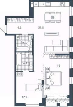 2-к квартира, вторичка, 77м2, 9/24 этаж