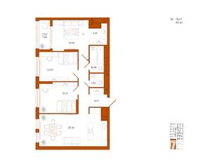 3-к квартира, вторичка, 81м2, 10/18 этаж