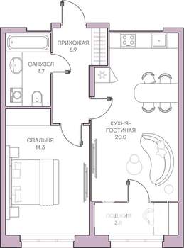 1-к квартира, вторичка, 49м2, 10/16 этаж
