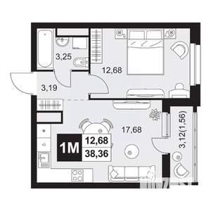 2-к квартира, вторичка, 38м2, 2/20 этаж