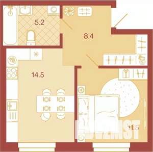 1-к квартира, вторичка, 39м2, 15/17 этаж