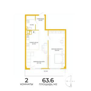 2-к квартира, строящийся дом, 64м2, 12/17 этаж