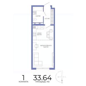 1-к квартира, строящийся дом, 34м2, 15/17 этаж
