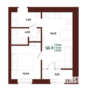 1-к квартира, вторичка, 42м2, 14/17 этаж