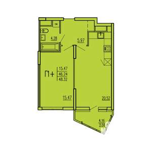 1-к квартира, вторичка, 48м2, 2/17 этаж