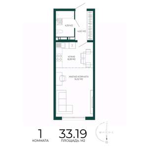 1-к квартира, строящийся дом, 33м2, 7/17 этаж