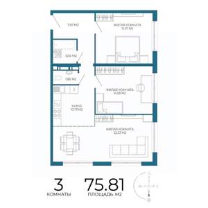 3-к квартира, вторичка, 76м2, 12/17 этаж