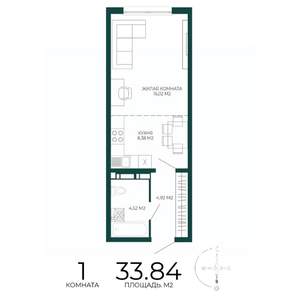 1-к квартира, вторичка, 34м2, 7/17 этаж