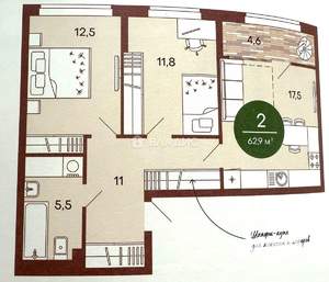 3-к квартира, вторичка, 63м2, 2/16 этаж