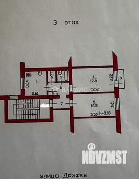 2-к квартира, вторичка, 53м2, 3/3 этаж