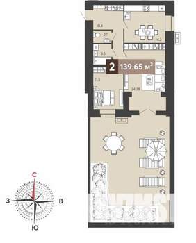 2-к квартира, вторичка, 140м2, 2/17 этаж