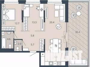 2-к квартира, вторичка, 90м2, 6/24 этаж