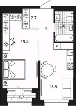 1-к квартира, вторичка, 47м2, 11/23 этаж