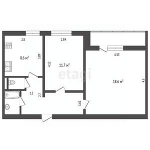 2-к квартира, вторичка, 57м2, 4/9 этаж