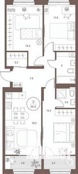 3-к квартира, вторичка, 86м2, 6/16 этаж