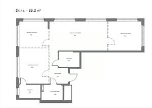 3-к квартира, вторичка, 86м2, 7/21 этаж