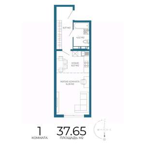 1-к квартира, вторичка, 38м2, 9/17 этаж