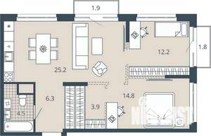 2-к квартира, вторичка, 71м2, 13/23 этаж