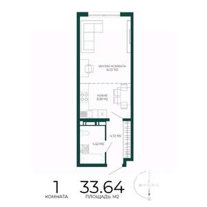 1-к квартира, вторичка, 34м2, 6/17 этаж