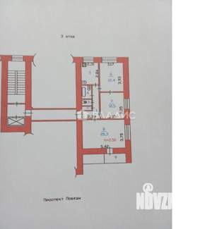 3-к квартира, вторичка, 59м2, 3/9 этаж