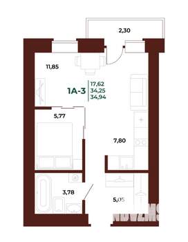 1-к квартира, вторичка, 35м2, 11/17 этаж