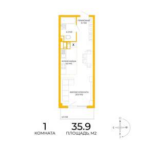 1-к квартира, вторичка, 36м2, 9/17 этаж