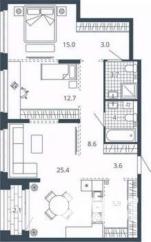 2-к квартира, вторичка, 84м2, 14/24 этаж