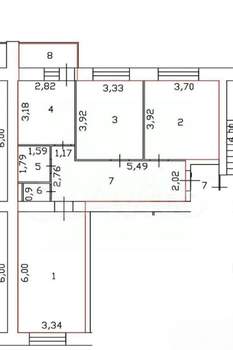 3-к квартира, вторичка, 73м2, 6/9 этаж