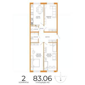 2-к квартира, строящийся дом, 83м2, 7/18 этаж