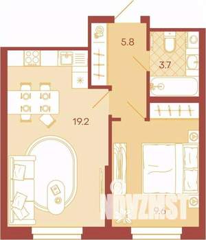 2-к квартира, вторичка, 44м2, 14/17 этаж