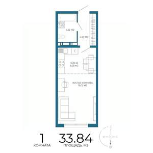 1-к квартира, вторичка, 34м2, 6/17 этаж