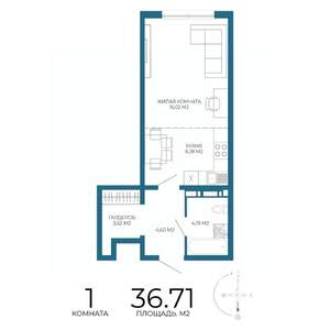 1-к квартира, вторичка, 37м2, 11/17 этаж