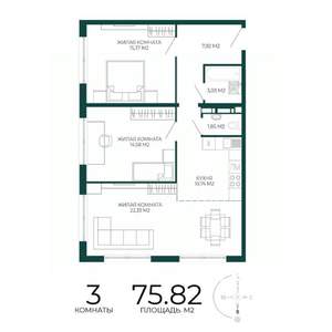 3-к квартира, вторичка, 76м2, 16/17 этаж