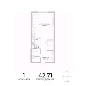 1-к квартира, строящийся дом, 43м2, 12/17 этаж