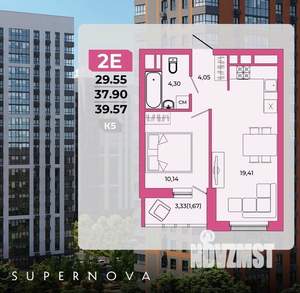 2-к квартира, сданный дом, 40м2, 20/20 этаж