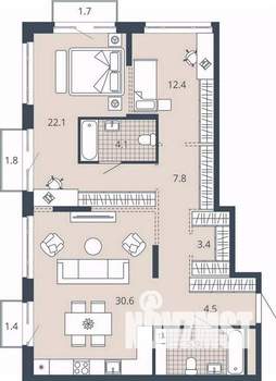 2-к квартира, вторичка, 94м2, 16/23 этаж