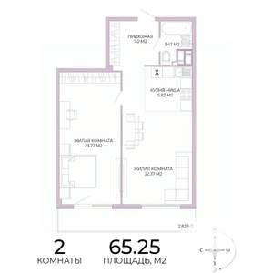 2-к квартира, вторичка, 65м2, 3/17 этаж