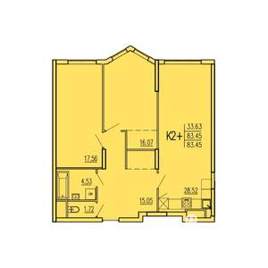 2-к квартира, вторичка, 83м2, 1/17 этаж