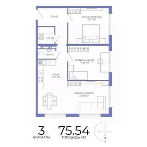 3-к квартира, строящийся дом, 76м2, 3/17 этаж