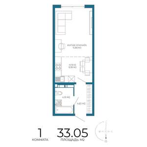 1-к квартира, строящийся дом, 33м2, 4/17 этаж