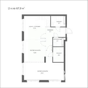 2-к квартира, вторичка, 68м2, 12/21 этаж